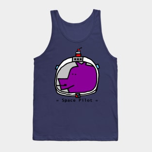 Astronaut Space Pilot Sci Fi Purple Pig Portrait Tank Top